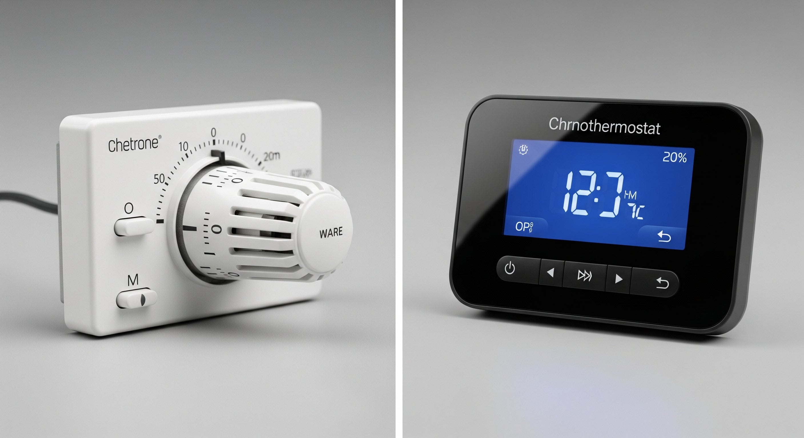 Il confronto visivo tra un termostato tradizionale e un cronotermostato moderno.